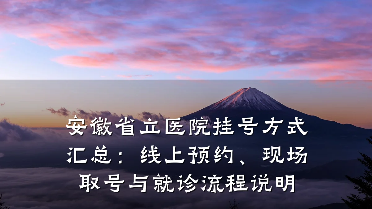 安徽省立医院挂号方式汇总:线上预约、现场取号与就诊流程说明